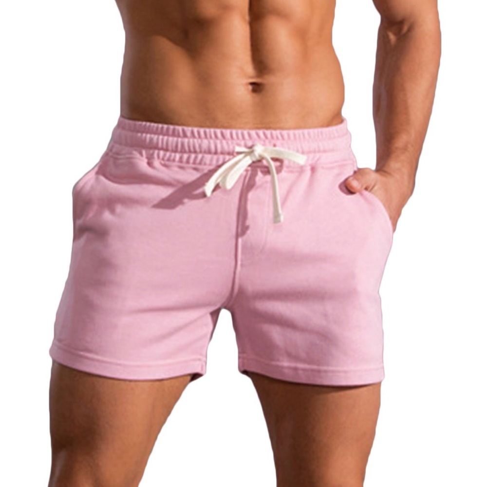Men’s Sweat Cotton‎ Shorts Pockets 7 Inch Pink Small Lounge Athletic